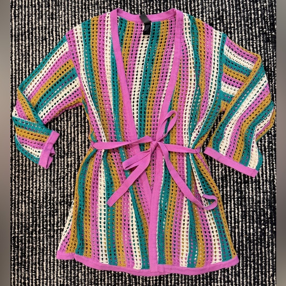 Hurley Other - Hurley Colorful Striped Knit coverup  with Belt